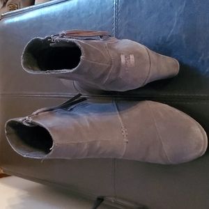 TOMS zip wedge bootie